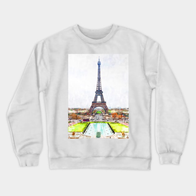 Eiffel Tower Water Pond. For Eiffel Tower & Paris Lovers. Crewneck Sweatshirt by ColortrixArt